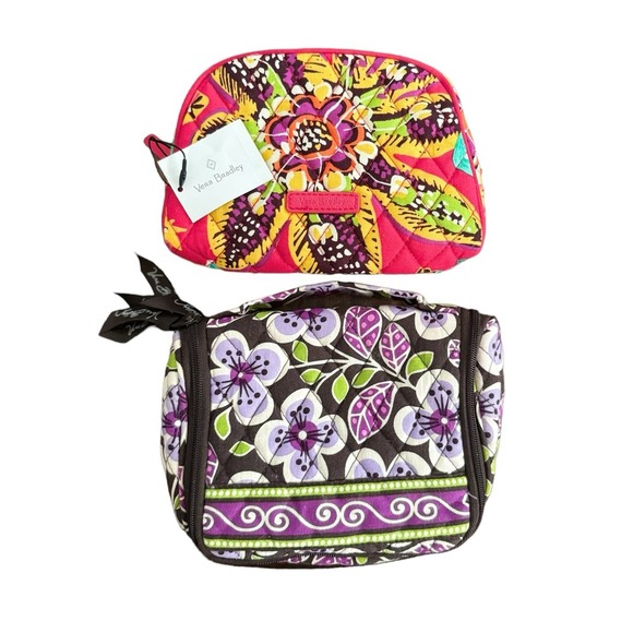 VERA BRADLEY Cosmetic Travel Bundle! Floral Rumba Pattern & Plum Petals Pattern - Picture 1 of 6